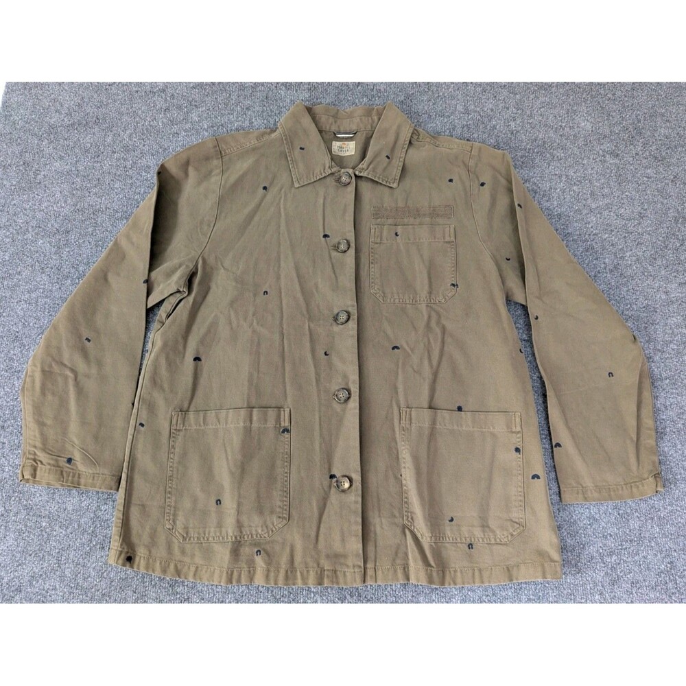 Marine Layer Women’s Olive Green Chore Coat Shirt XL Embroidered Organic Cotton
